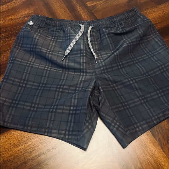 Burberry Black Swim Shorts with Check Drawstring - Picture 1 of 3